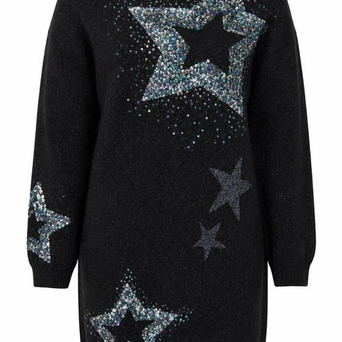 Next Girls Black Sequin Star Knit Sweater Dress 16 Years Party Winter
