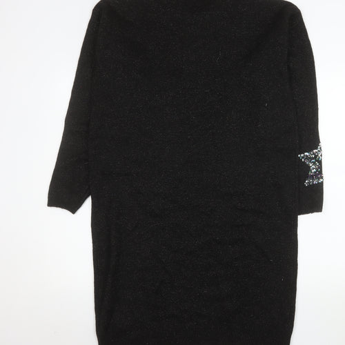 Next Girls Black Sequin Star Knit Sweater Dress 16 Years Party Winter