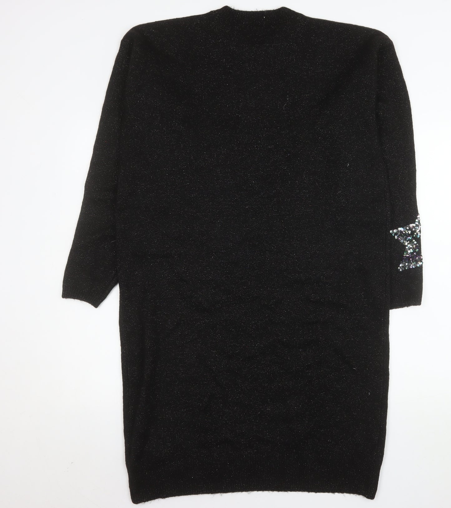 Next Girls Black Sequin Star Knit Sweater Dress 16 Years Party Winter