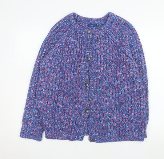 Cotton Traders Women’s Blue Chunky Knit Button Cardigan Size 14