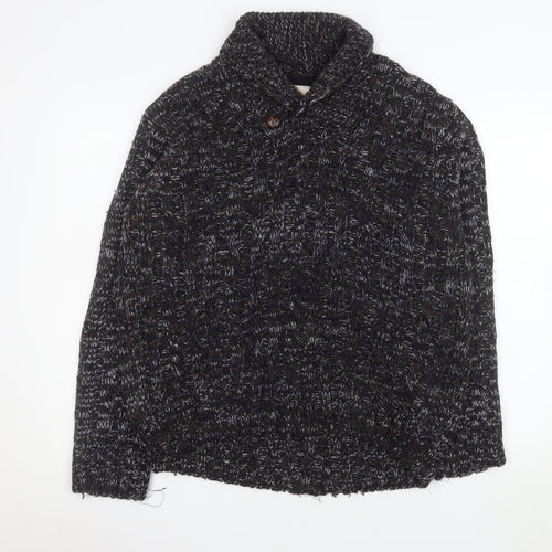 Burton Men’s Brown L Cable-Knit Wool Blend Collared Jumper