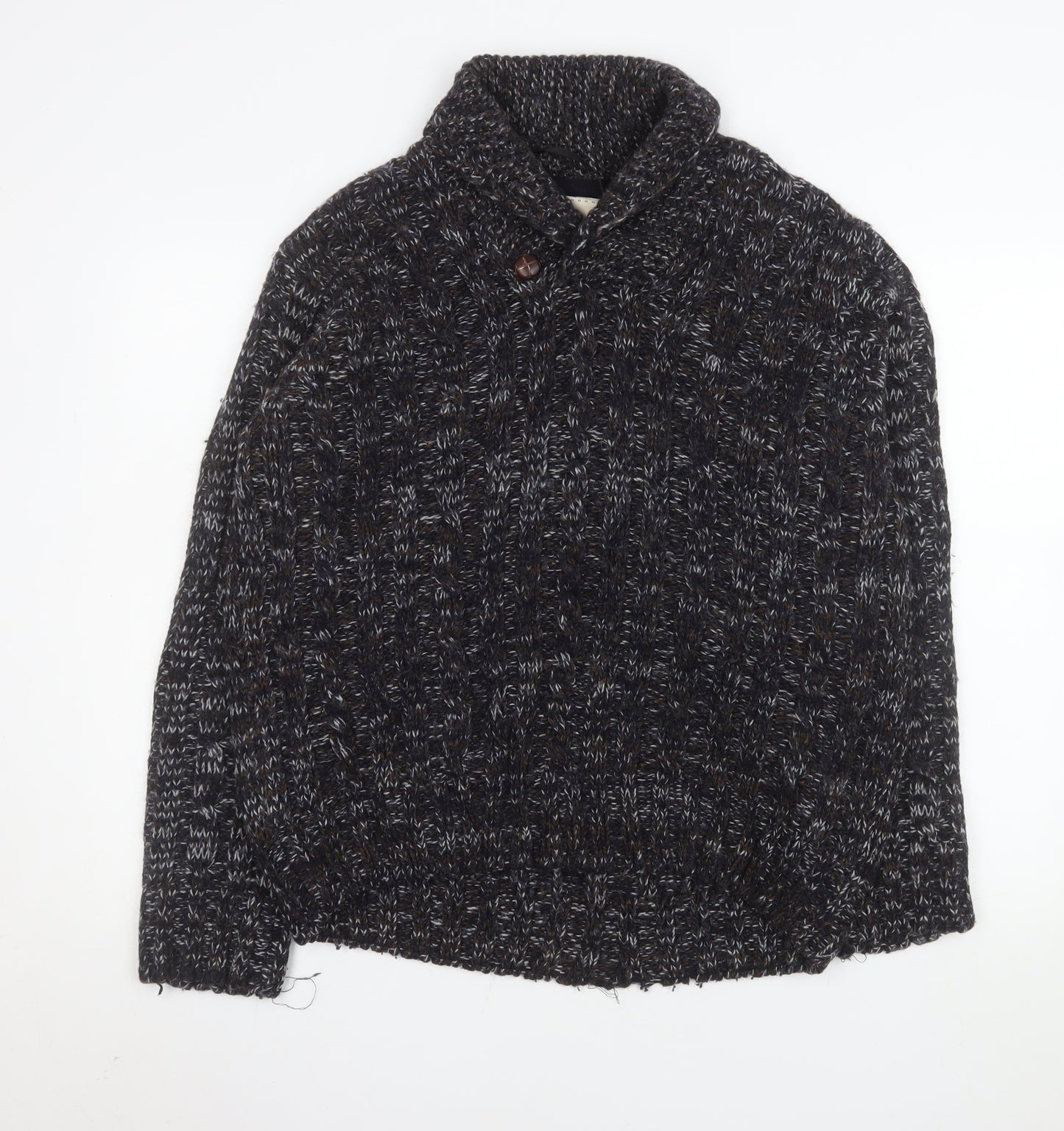 Burton Men’s Brown L Cable-Knit Wool Blend Collared Jumper