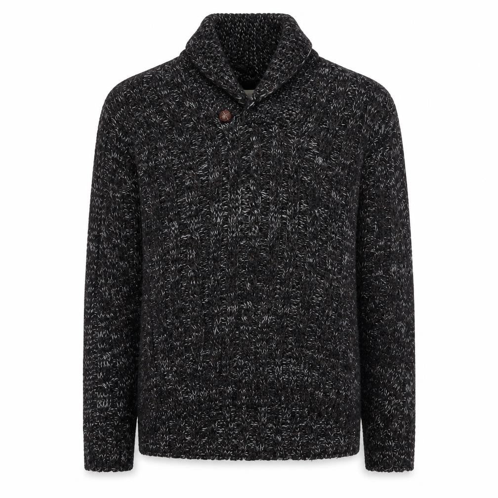 Front view of Burton Men’s Brown L Cable-Knit Wool Blend Collared Jumper