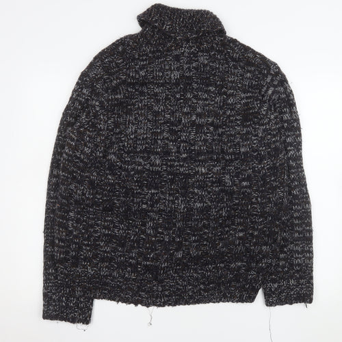 Burton Men’s Brown L Cable-Knit Wool Blend Collared Jumper