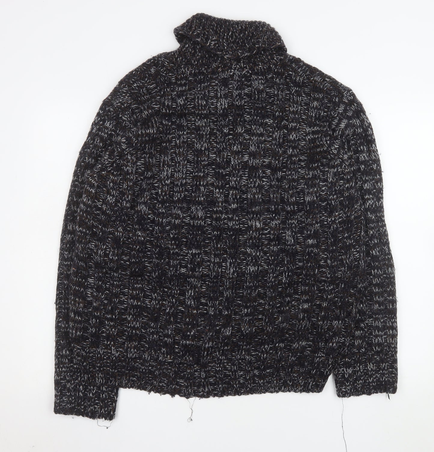 Burton Men’s Brown L Cable-Knit Wool Blend Collared Jumper