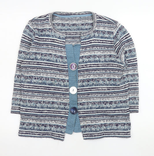 Marks and Spencer Women’s Blue Striped Knit Cardigan Size L