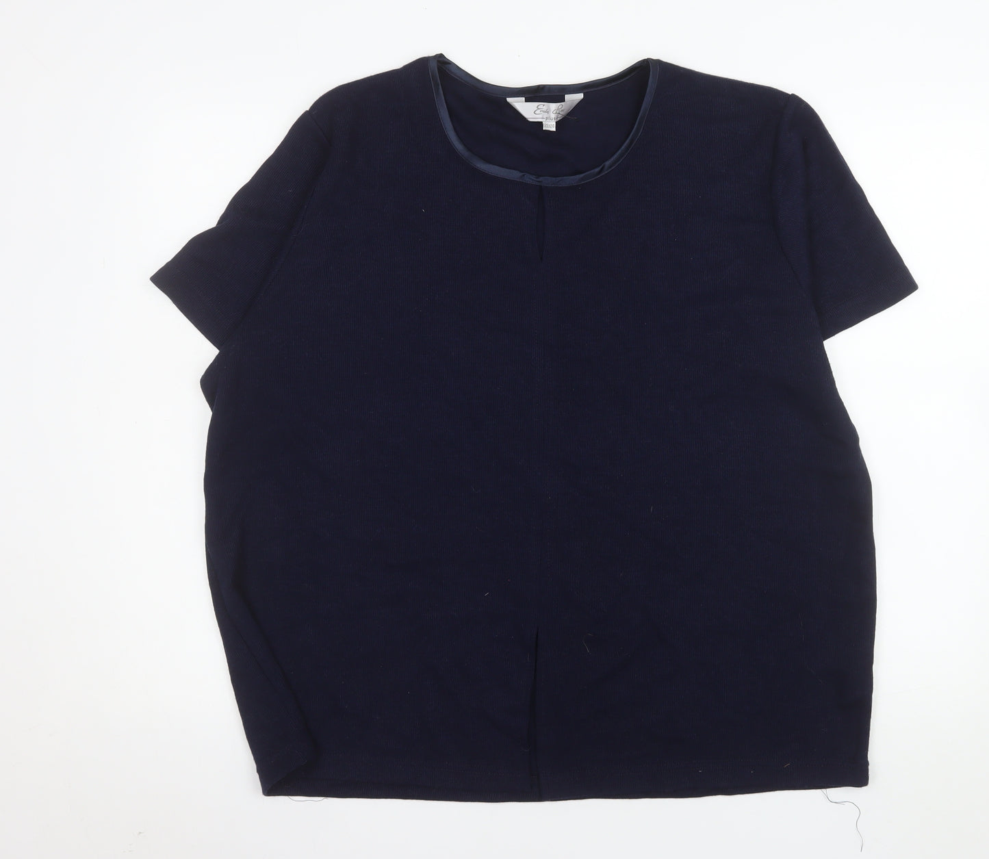 Emily Rose Women Blue Plus Size 22/24 Basic Short Sleeve T-Shirt