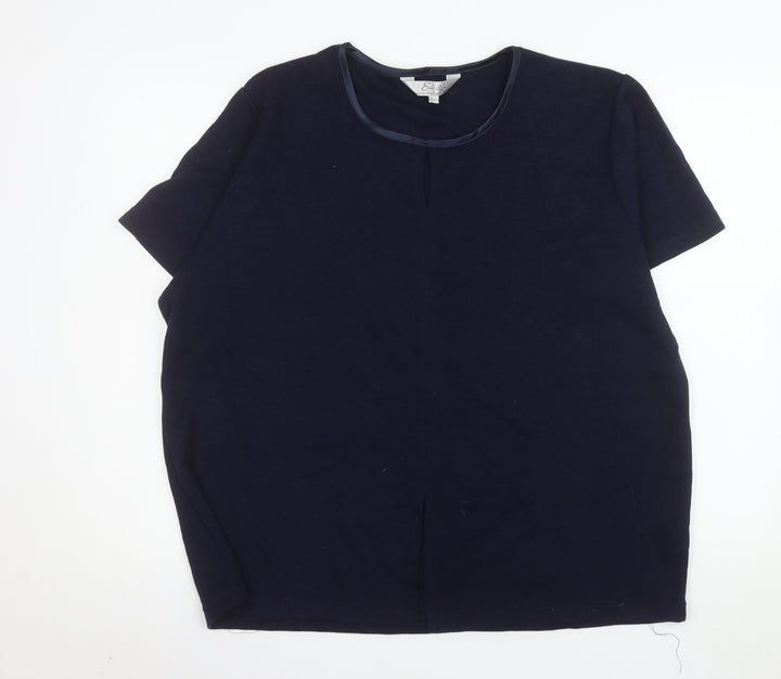 Emily Rose Women Blue Plus Size 22/24 Basic Short Sleeve T-Shirt