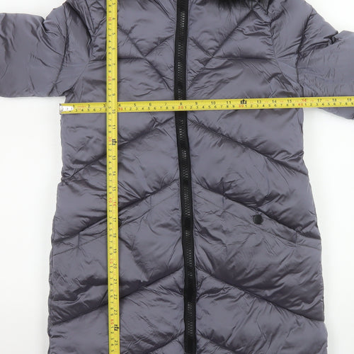Tokyo Laundry Girls Grey Hooded Long Puffer Coat 9-10 Years Winter Jacket