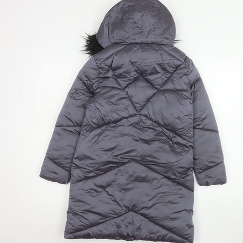 Tokyo Laundry Girls Grey Hooded Long Puffer Coat 9-10 Years Winter Jacket
