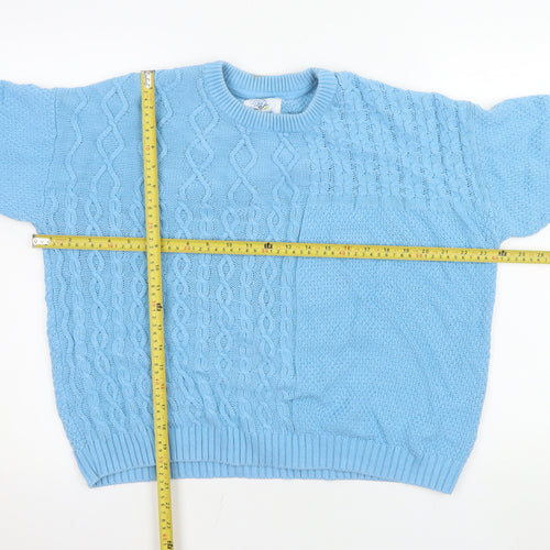Mantaray Women Blue Cable-Knit Jumper Size 14 Cotton Blend