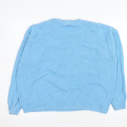 Mantaray Women Blue Cable-Knit Jumper Size 14 Cotton Blend