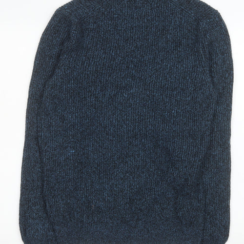 Marks and Spencer Men's Blue Roll Neck Chunky Knit Jumper Size S