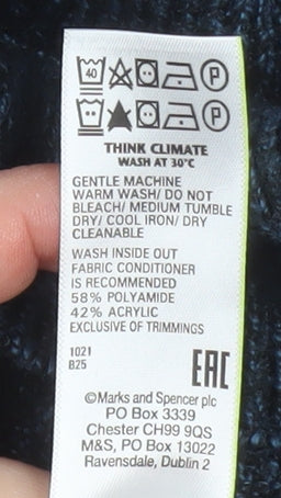 Marks and Spencer Men's Blue Roll Neck Chunky Knit Jumper Size S