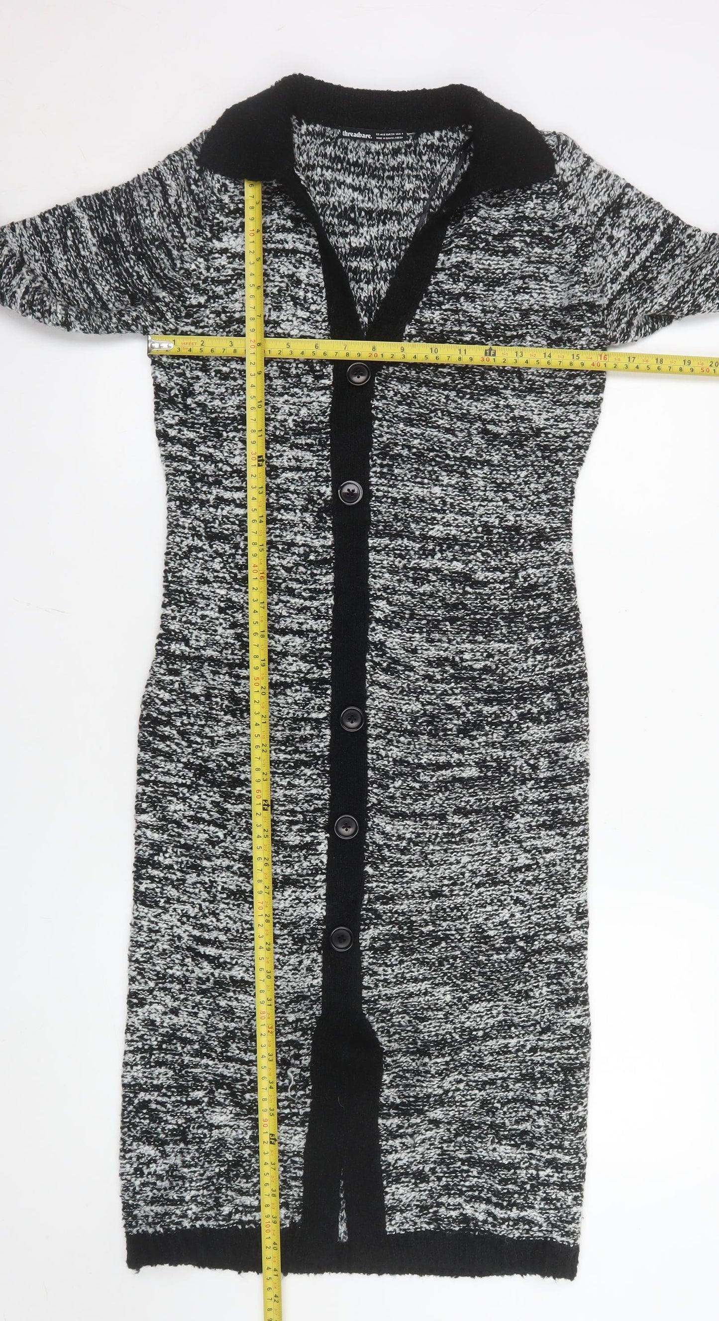 Threadbare Women’s Black Knit Collared Midi Shirt Dress Size 8