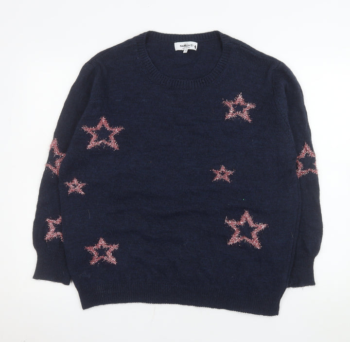 Isabella D. Women's Blue Star Knit Pullover Jumper Size 18 Plus
