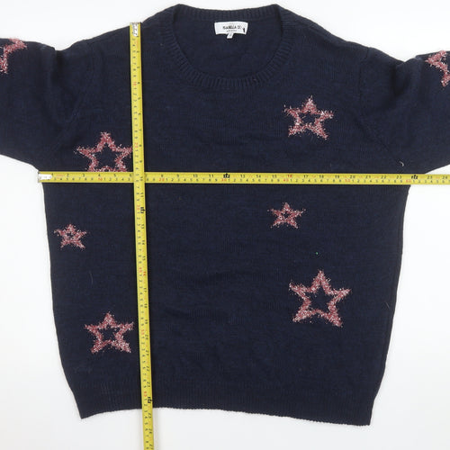 Isabella D. Women's Blue Star Knit Pullover Jumper Size 18 Plus