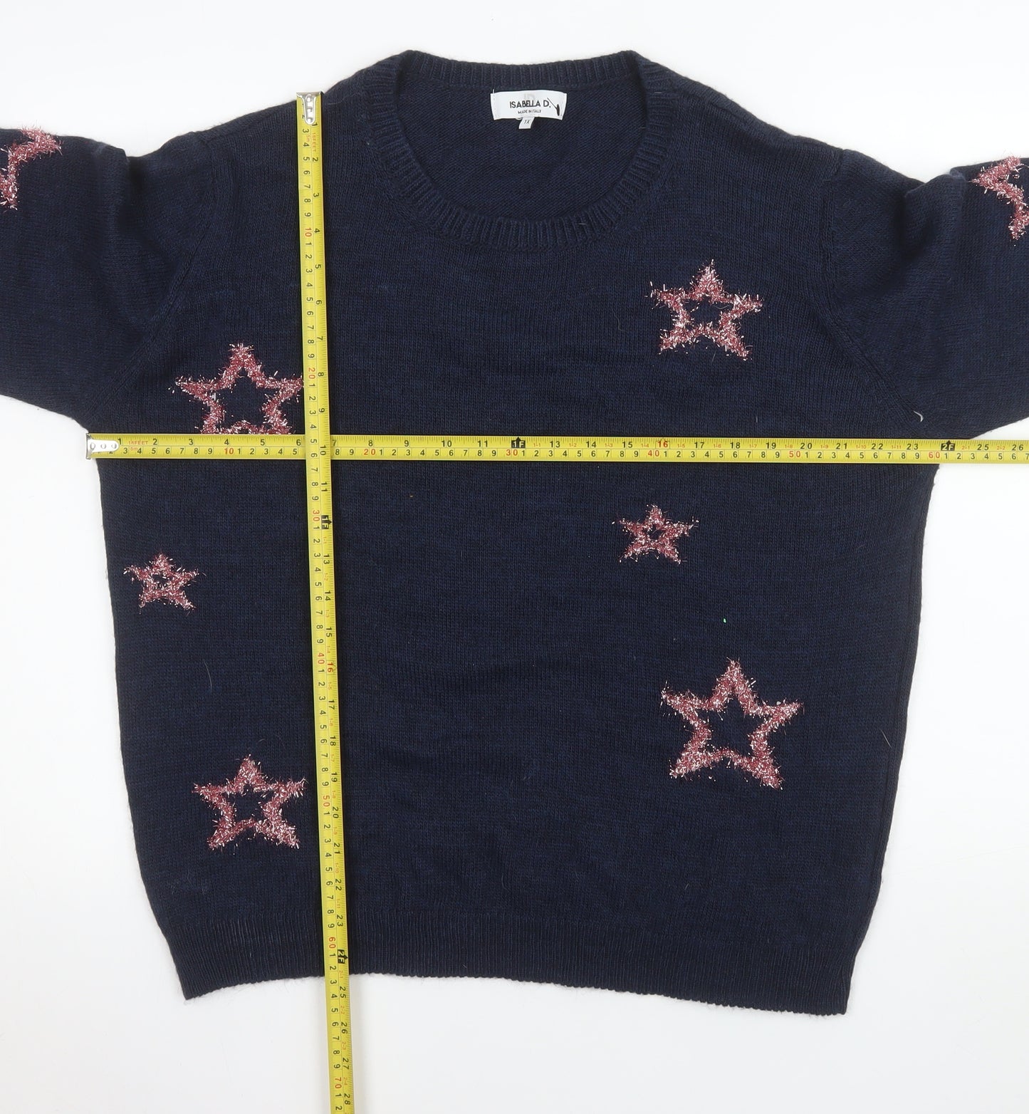 Isabella D. Women's Blue Star Knit Pullover Jumper Size 18 Plus