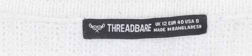 Threadbare Womens Ivory Striped Collared Long Sleeve Jumper UK 12