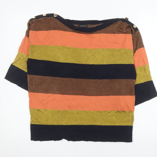 Jaeger Women’s Multicoloured Striped Knit T-Shirt Short Sleeve S