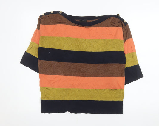 Jaeger Women’s Multicoloured Striped Knit T-Shirt Short Sleeve S