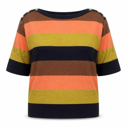 Jaeger Women’s Multicoloured Striped Knit T-Shirt Short Sleeve S