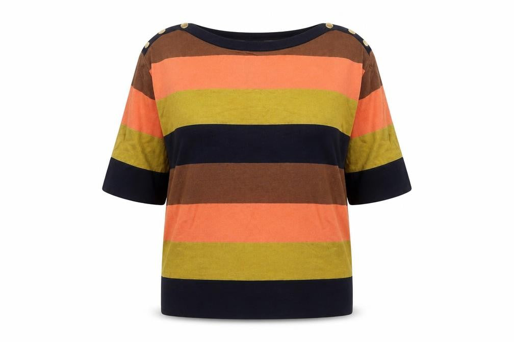 Jaeger Women’s Multicoloured Striped Knit T-Shirt Short Sleeve S