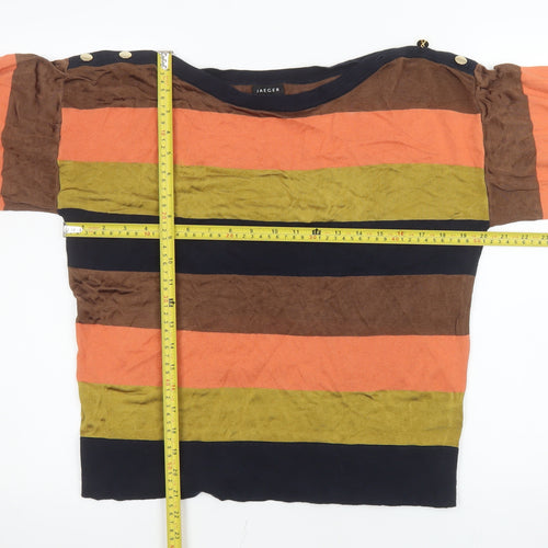 Jaeger Women’s Multicoloured Striped Knit T-Shirt Short Sleeve S