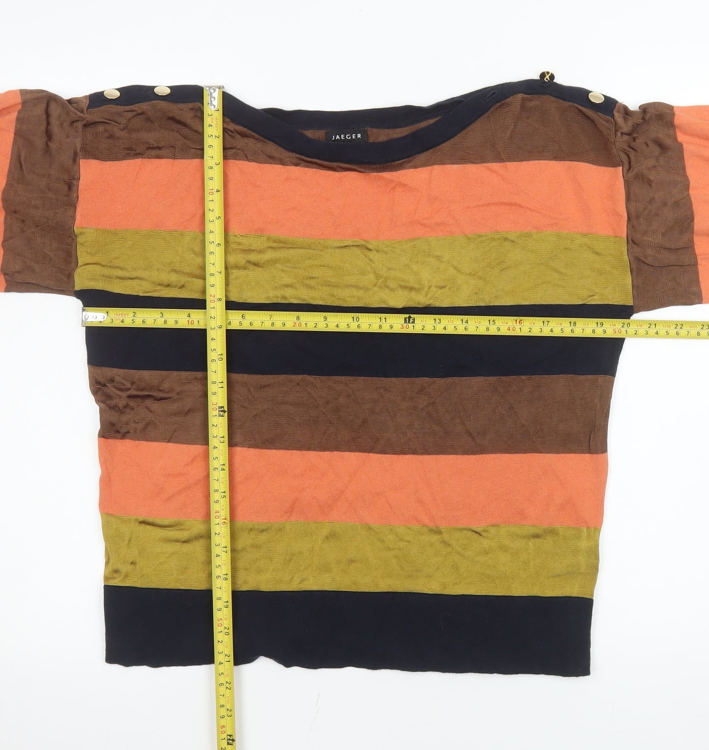 Jaeger Women’s Multicoloured Striped Knit T-Shirt Short Sleeve S