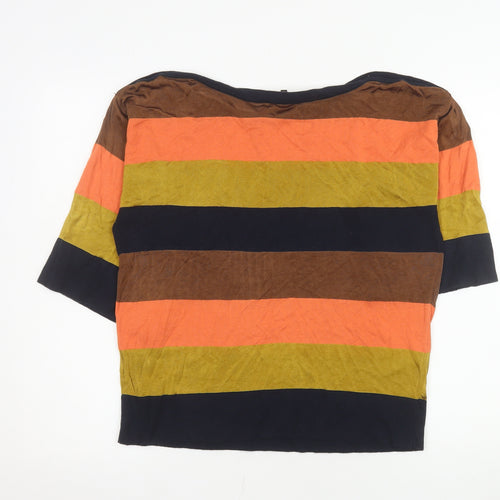 Jaeger Women’s Multicoloured Striped Knit T-Shirt Short Sleeve S