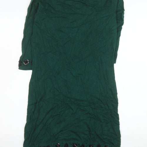 Dickins & Jones Women's Green Beaded Knit Shift Dress M