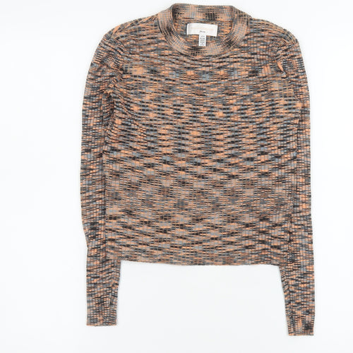 Gianni Peraud Women’s Multicoloured Mock Neck Long Sleeve Knit Blouse Size 8