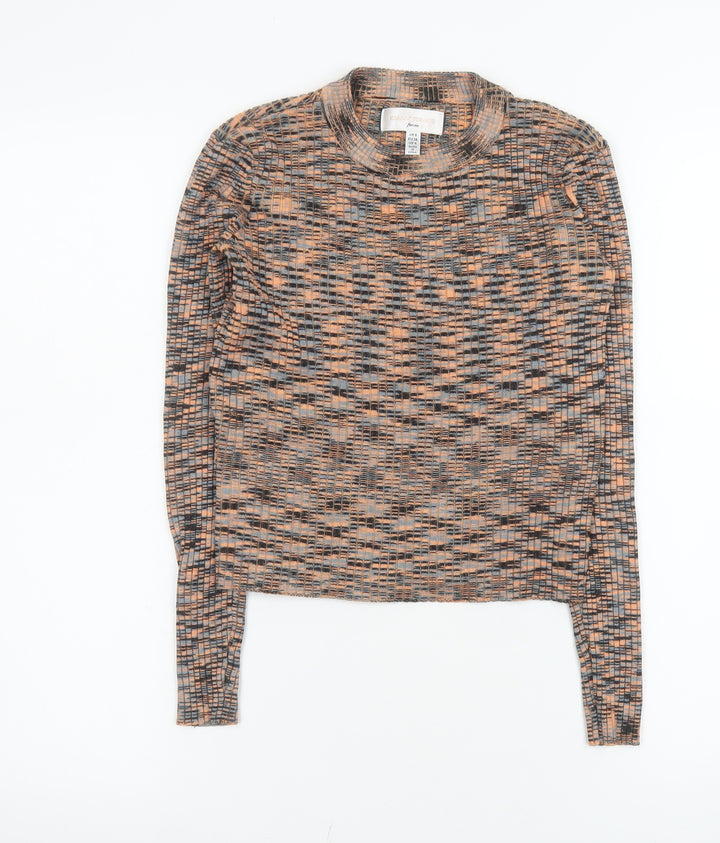 Gianni Peraud Women’s Multicoloured Mock Neck Long Sleeve Knit Blouse Size 8