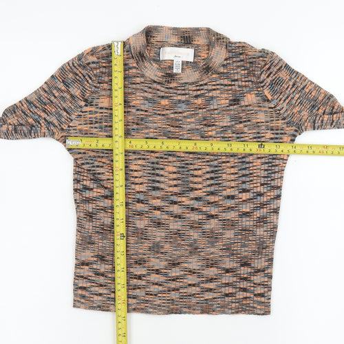 Gianni Peraud Women’s Multicoloured Mock Neck Long Sleeve Knit Blouse Size 8