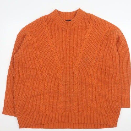 DRY 十人十色 Women’s Orange Wool Alpaca Cable-Knit Jumper Size 14