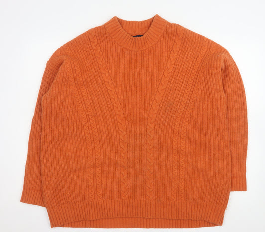 DRY 十人十色 Women’s Orange Wool Alpaca Cable-Knit Jumper Size 14