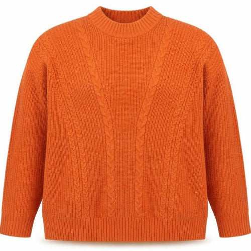 DRY 十人十色 Women’s Orange Wool Alpaca Cable-Knit Jumper Size 14