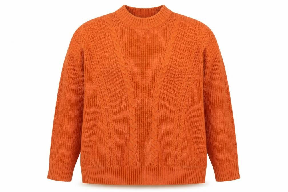 DRY 十人十色 Women’s Orange Wool Alpaca Cable-Knit Jumper Size 14