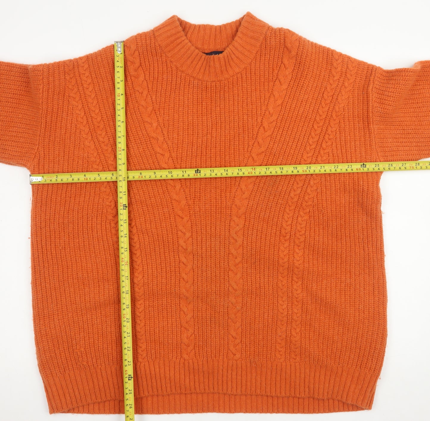 DRY 十人十色 Women’s Orange Wool Alpaca Cable-Knit Jumper Size 14