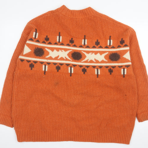 DRY 十人十色 Women’s Orange Wool Alpaca Cable-Knit Jumper Size 14