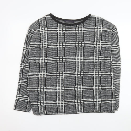 Marks and Spencer Womens Grey Check Knit Jumper UK 14