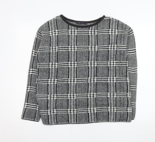 Marks and Spencer Womens Grey Check Knit Jumper UK 14