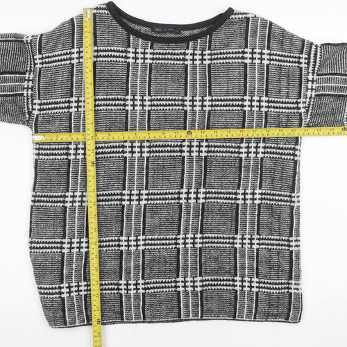 Marks and Spencer Womens Grey Check Knit Jumper UK 14