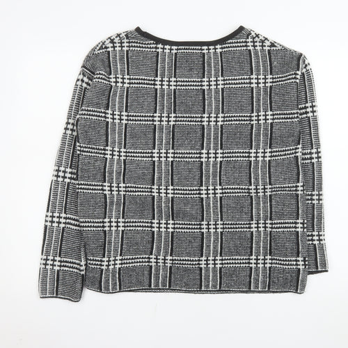 Marks and Spencer Womens Grey Check Knit Jumper UK 14