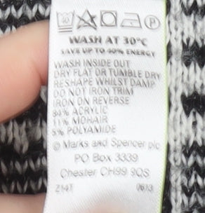 Marks and Spencer Womens Grey Check Knit Jumper UK 14