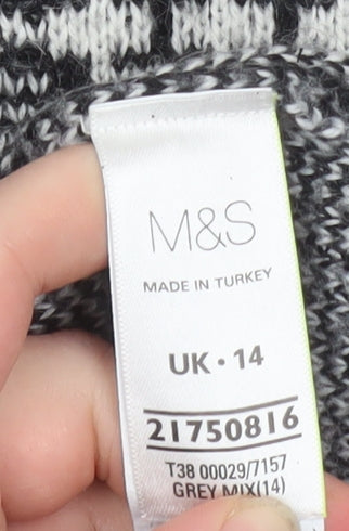 Marks and Spencer Womens Grey Check Knit Jumper UK 14