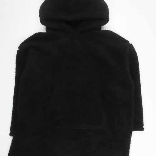 Huggable Hoodie Womens Black Fleece Oversized Hooded Robe One Size