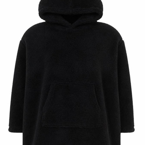 Huggable Hoodie Womens Black Fleece Oversized Hooded Robe One Size
