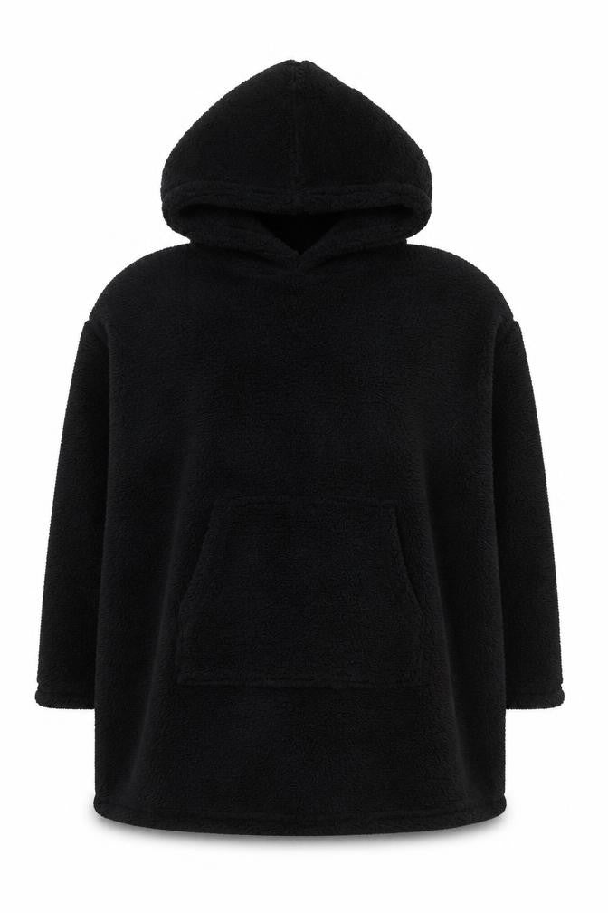 Huggable Hoodie Womens Black Fleece Oversized Hooded Robe One Size