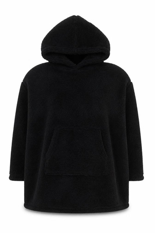 Huggable Hoodie Womens Black Fleece Oversized Hooded Robe One Size